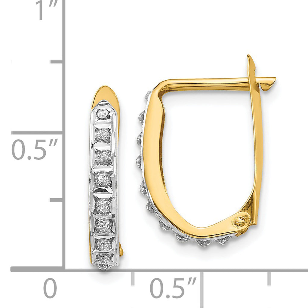 14K Yellow Gold Diamond Hinged Hoop Earrings P6392