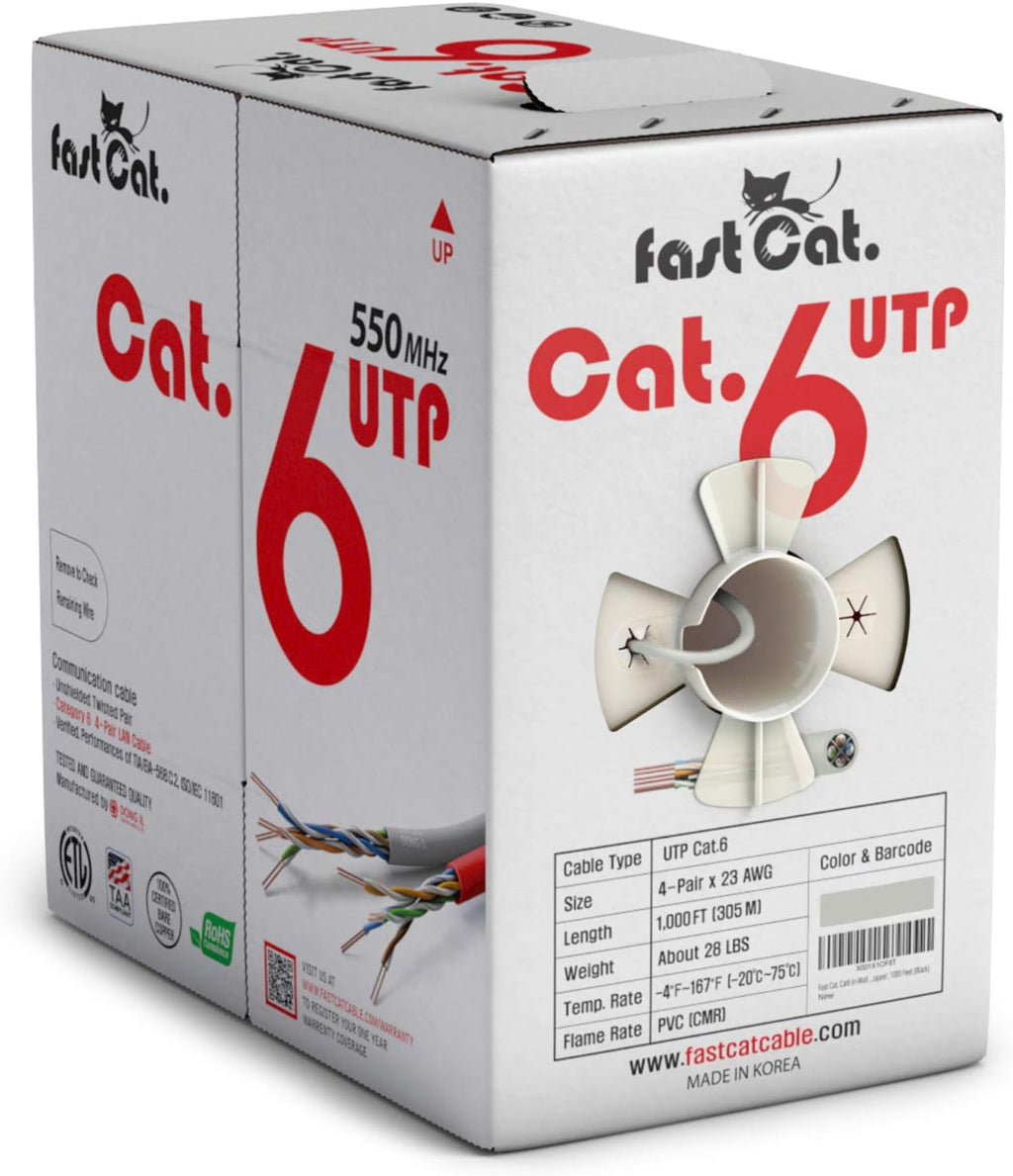 Cat6 Ethernet Cable 1000ft - 23 AWG, CMR, Solid Bare Copper UTP LAN Cable (Purple) G9599