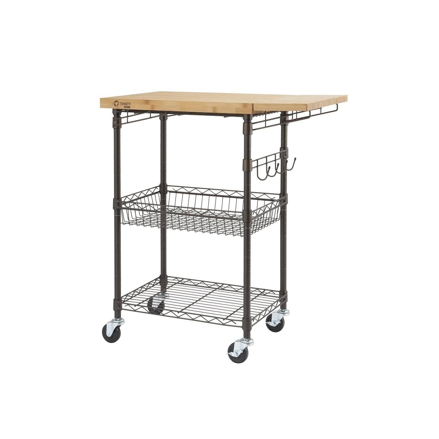 Bamboo Kitchen Cart in Bronze Anthracite - Brown - Wood R81421