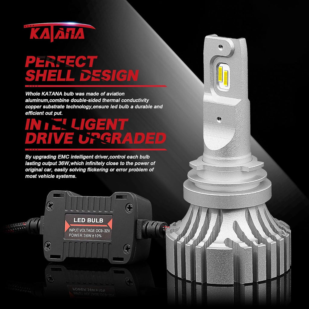 HB4 LED Headlight Bulbs, 12000LM 72W 6500K, Pack of 2 J11965