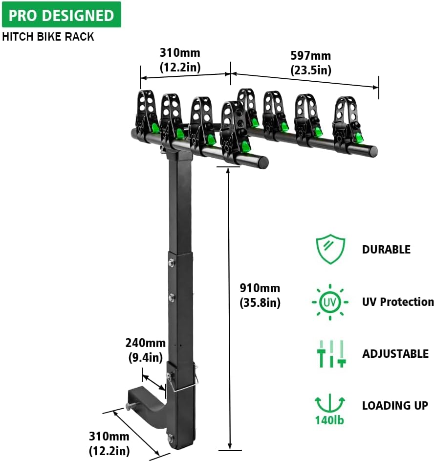 4 Bike Hitch Rack with 2-Inch Receiver Double Foldable Rack M47957