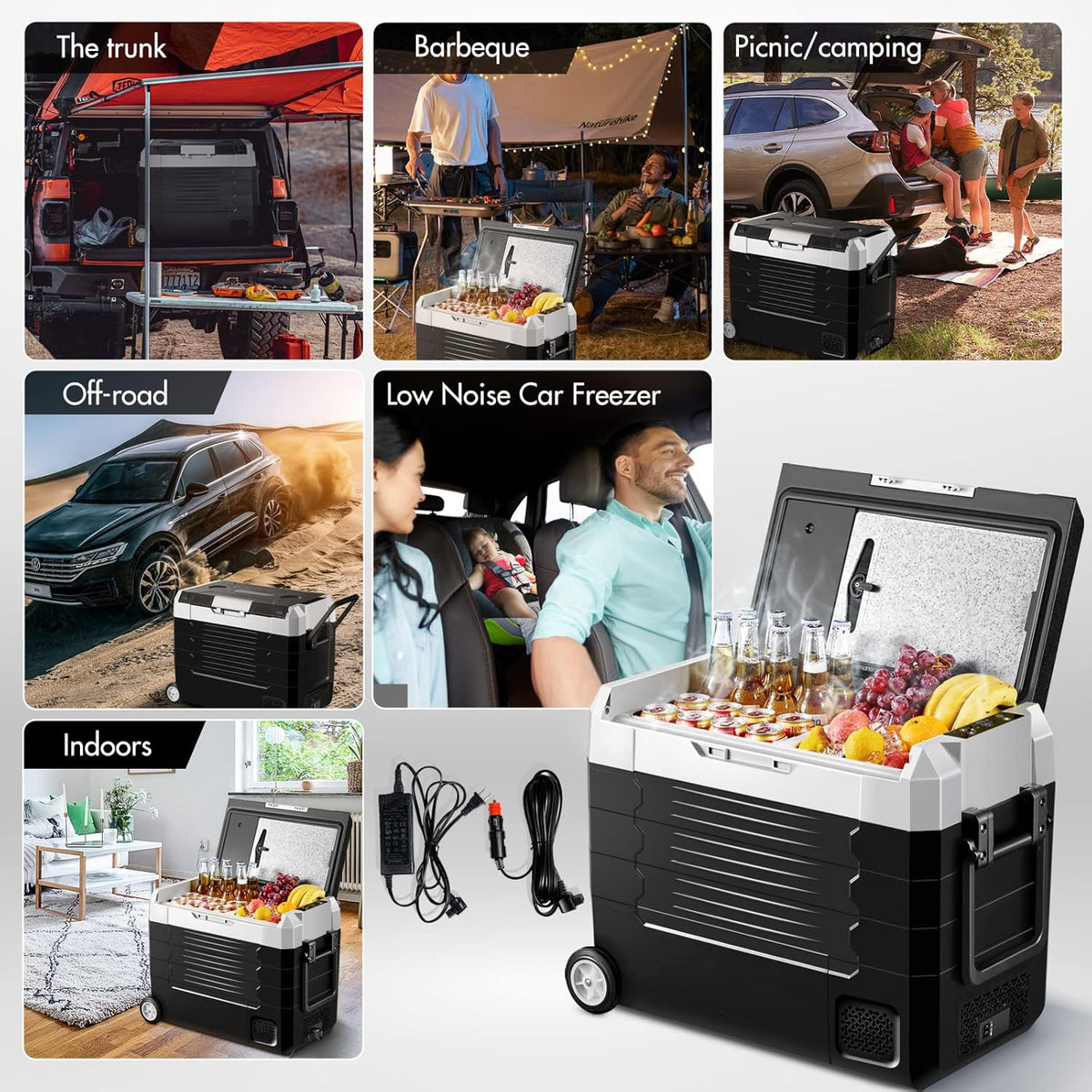 Portable Car Refrigerator 12 Volt 59 Quart Dual Zone Compressor Cooler D431622