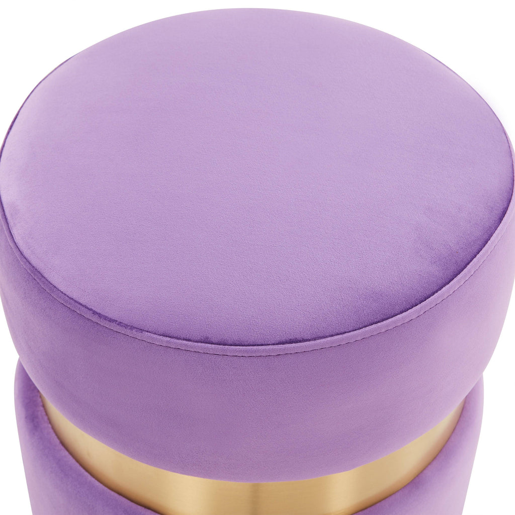 Light Grey Round Velvet Ottoman B860880