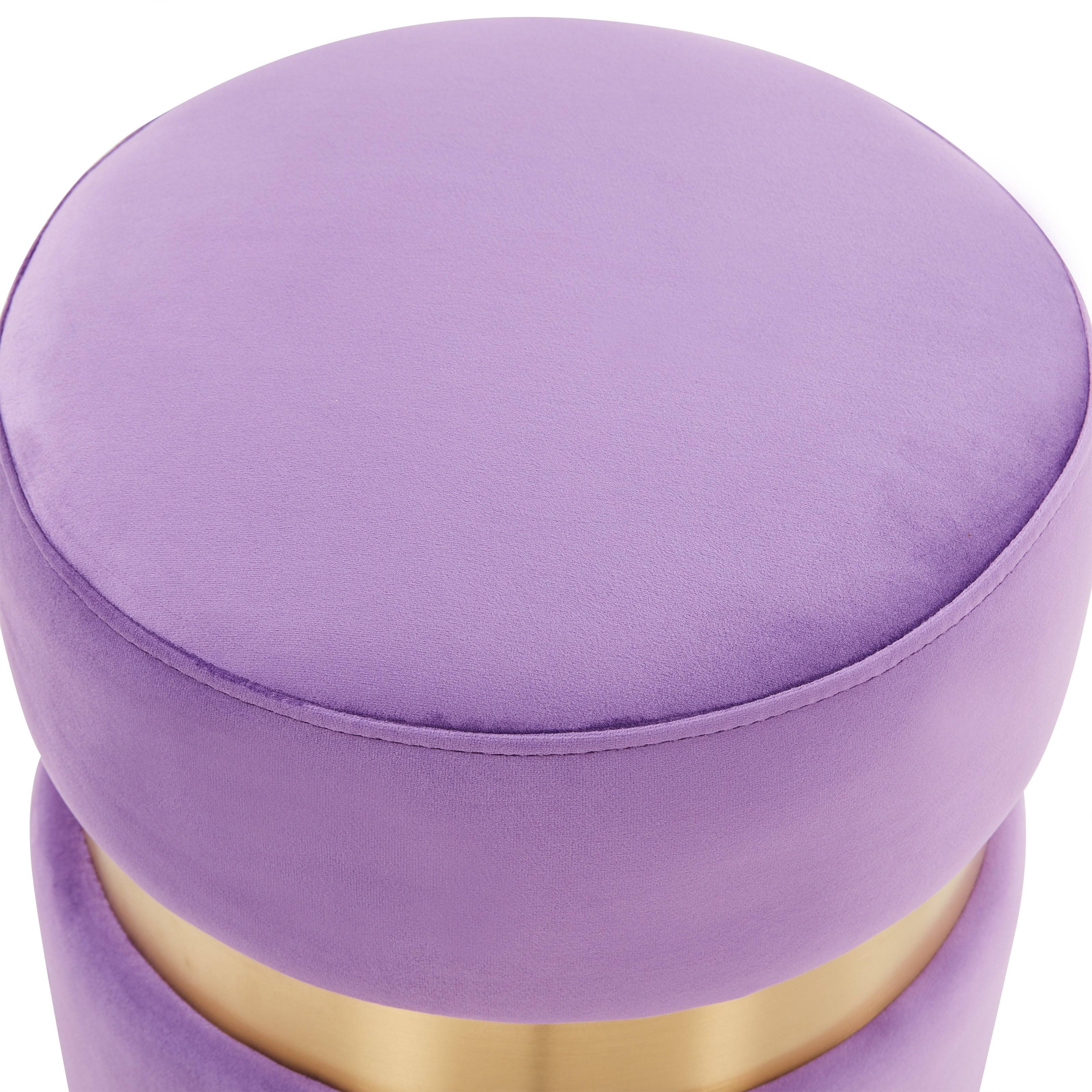 Light Grey Round Velvet Ottoman B860880