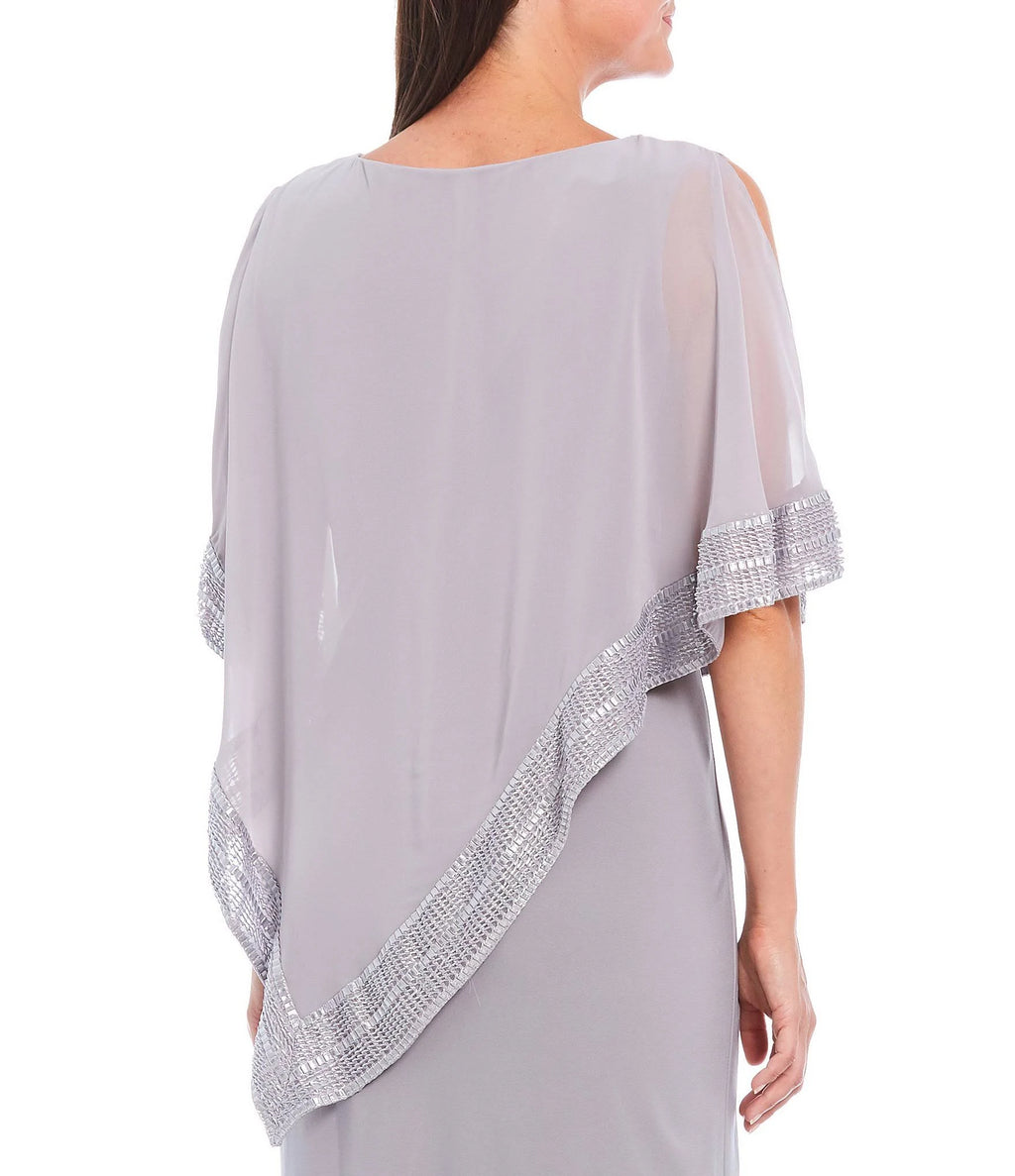 Foil-Trim Asymmetrical Hem Dress H66920