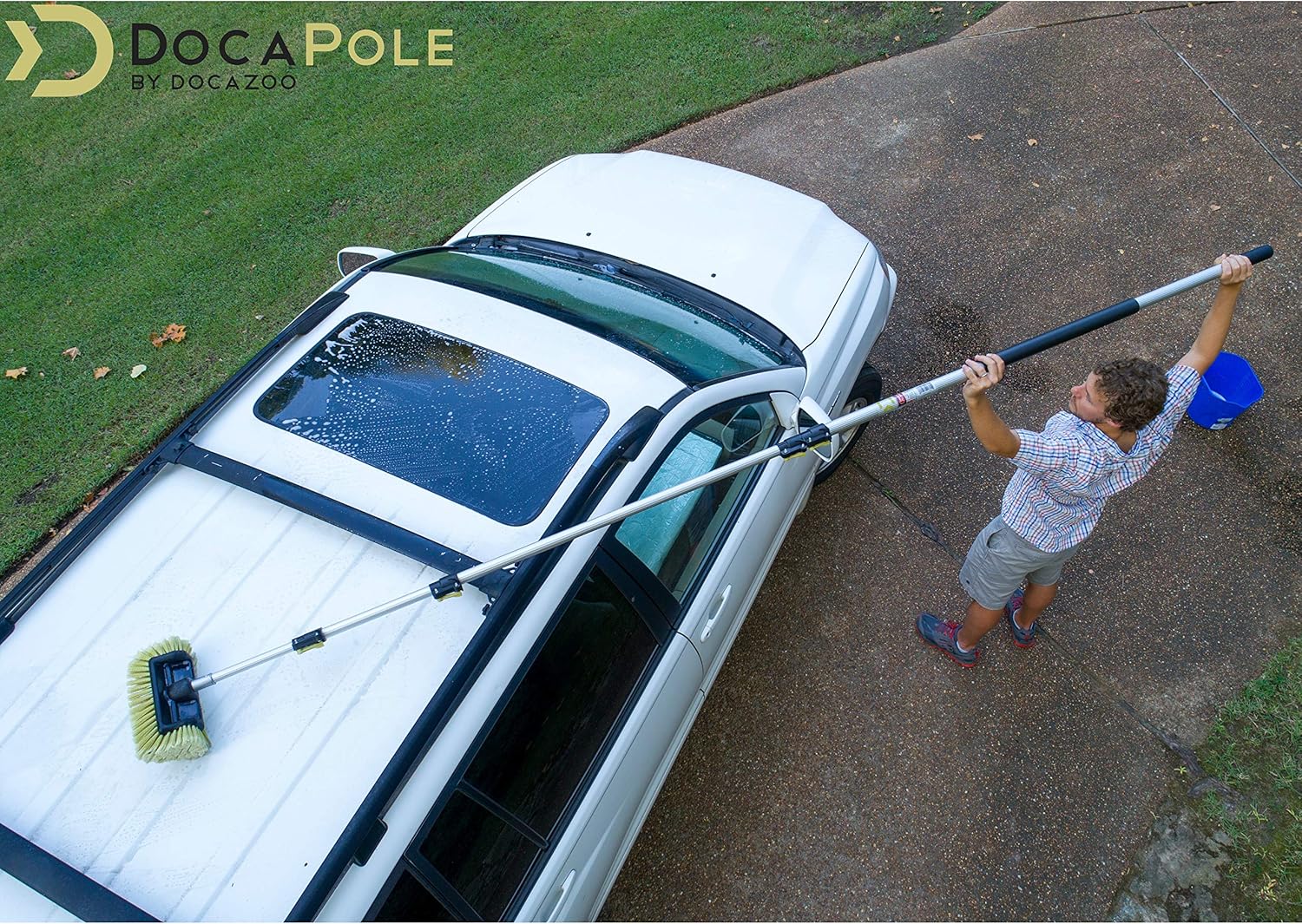 6-24 Foot Car Cleaning Kit with Soft Car Wash Brush, Car Squeegee, Car Wash Mitt, Microfiber Cleaning Head & Extension Pole Q543