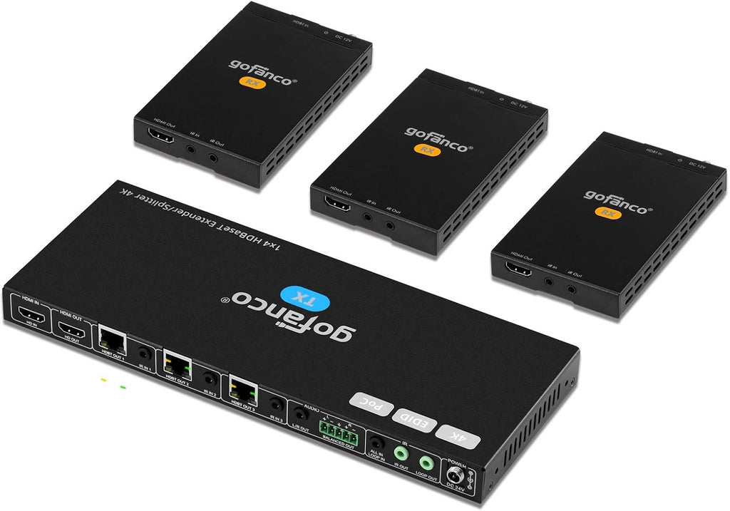 1x4 HDMI 2.0 Extender Splitter 4K 60Hz Over Cat6/Cat7 Ethernet Cable with HDMI Local Loopout P571