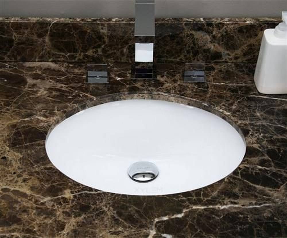 White Oval Undermount Sink Set M260327