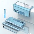Blue Leather Kickstand Case with Tempered Glass Front Film T14755
