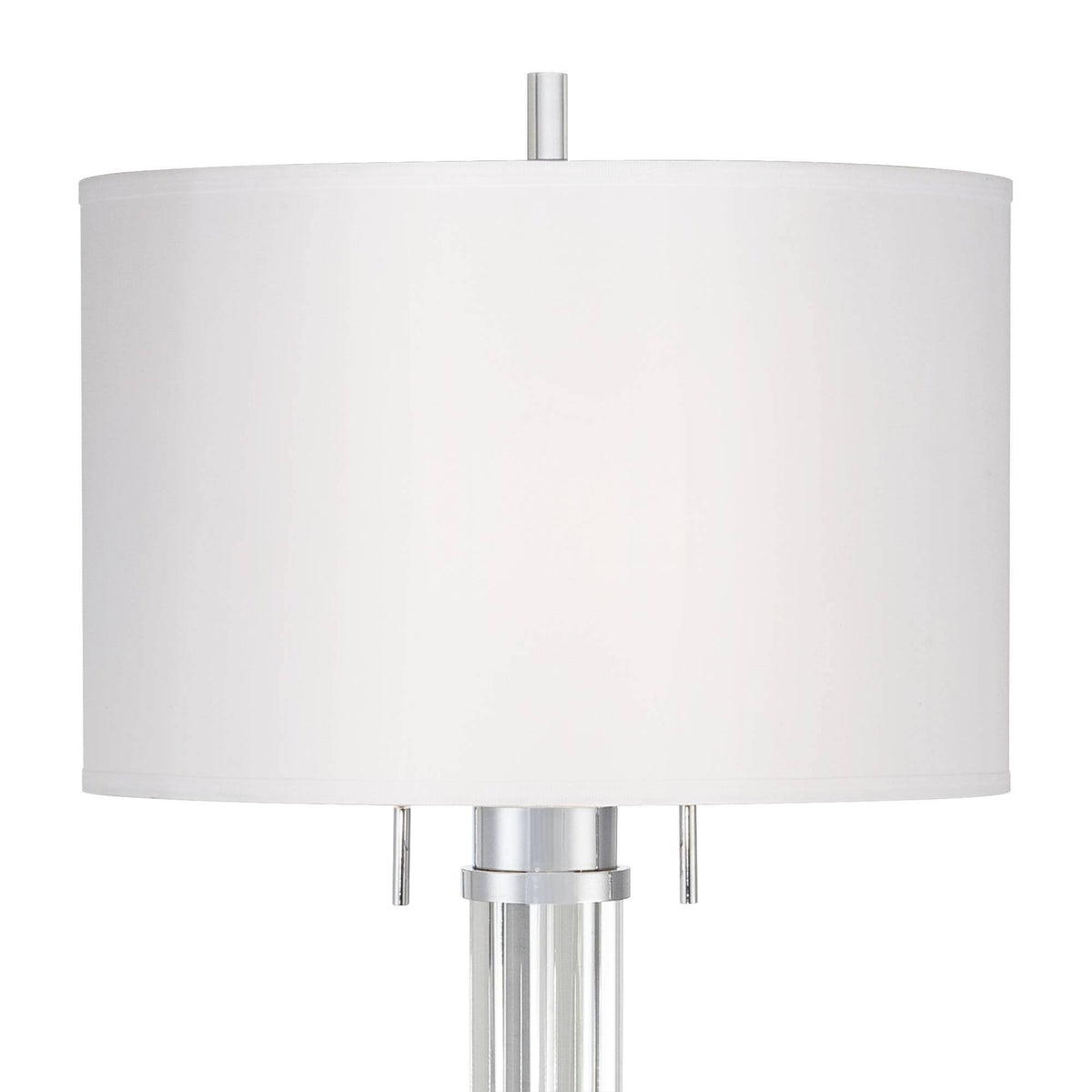 Modern Floor Lamp Steel Crystal Glass Column Linen Drum Shade E89631