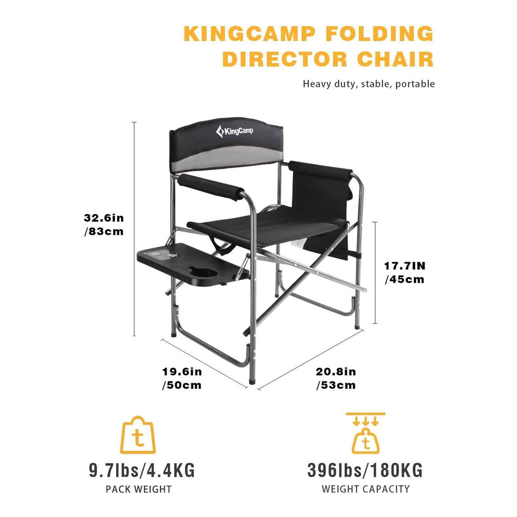 Oversize Padded Folding Director Chair with Side Table and Pocket A528