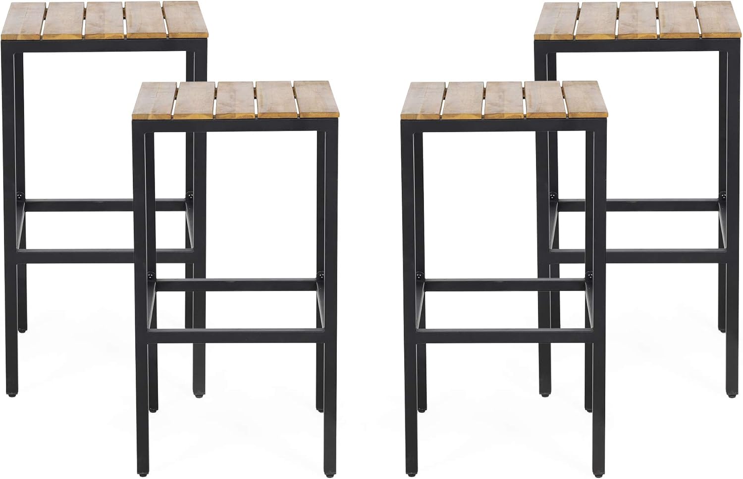 Gray Finish Black Acacia Wood Bar Stools Set of 4 X718003