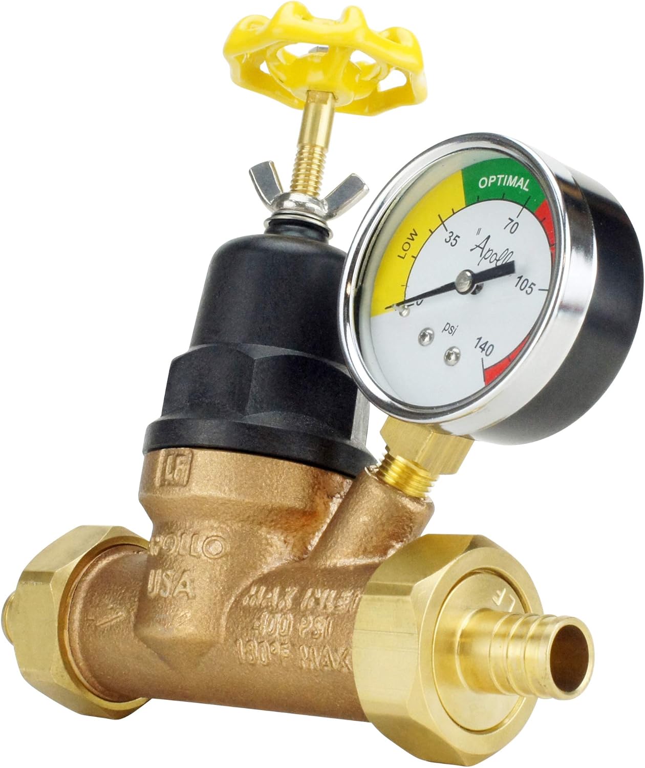 Water Pressure Regulator with Gauge, Bronze, Pack of 2 U6730