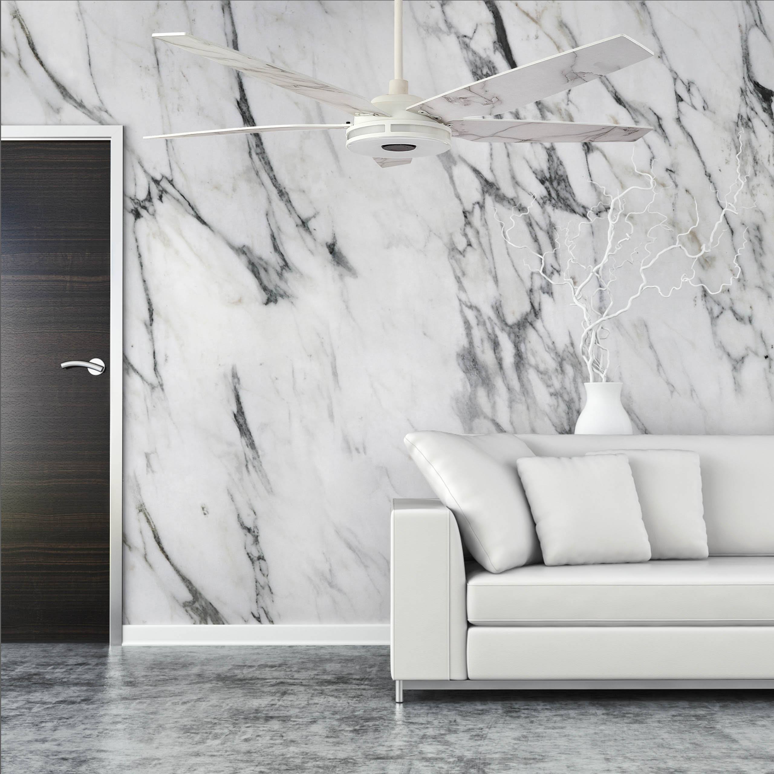 White Smart Ceiling Fan with Dimmable LED Light and Remote K88900