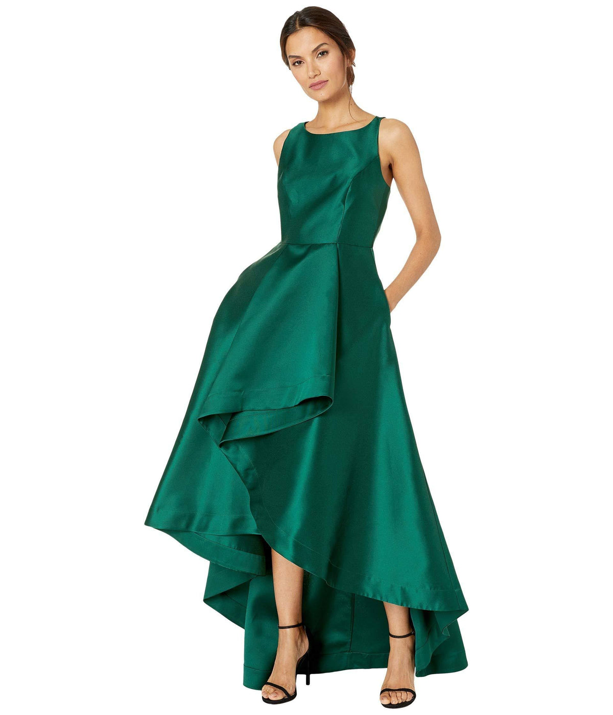 Black Mikado High-Low Gown Z188