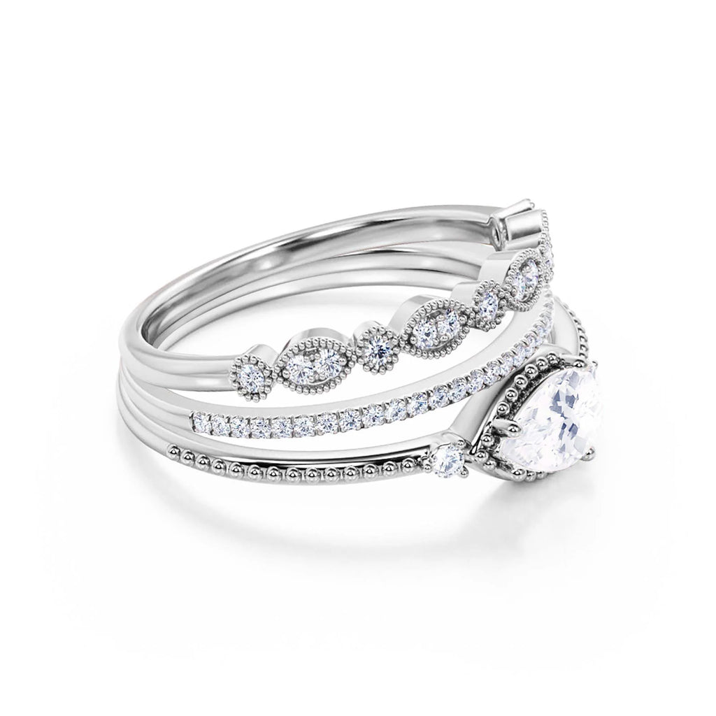2.10 Carat Pear Cut Moissanite Engagement Ring in 10k Solid White Gold S251948