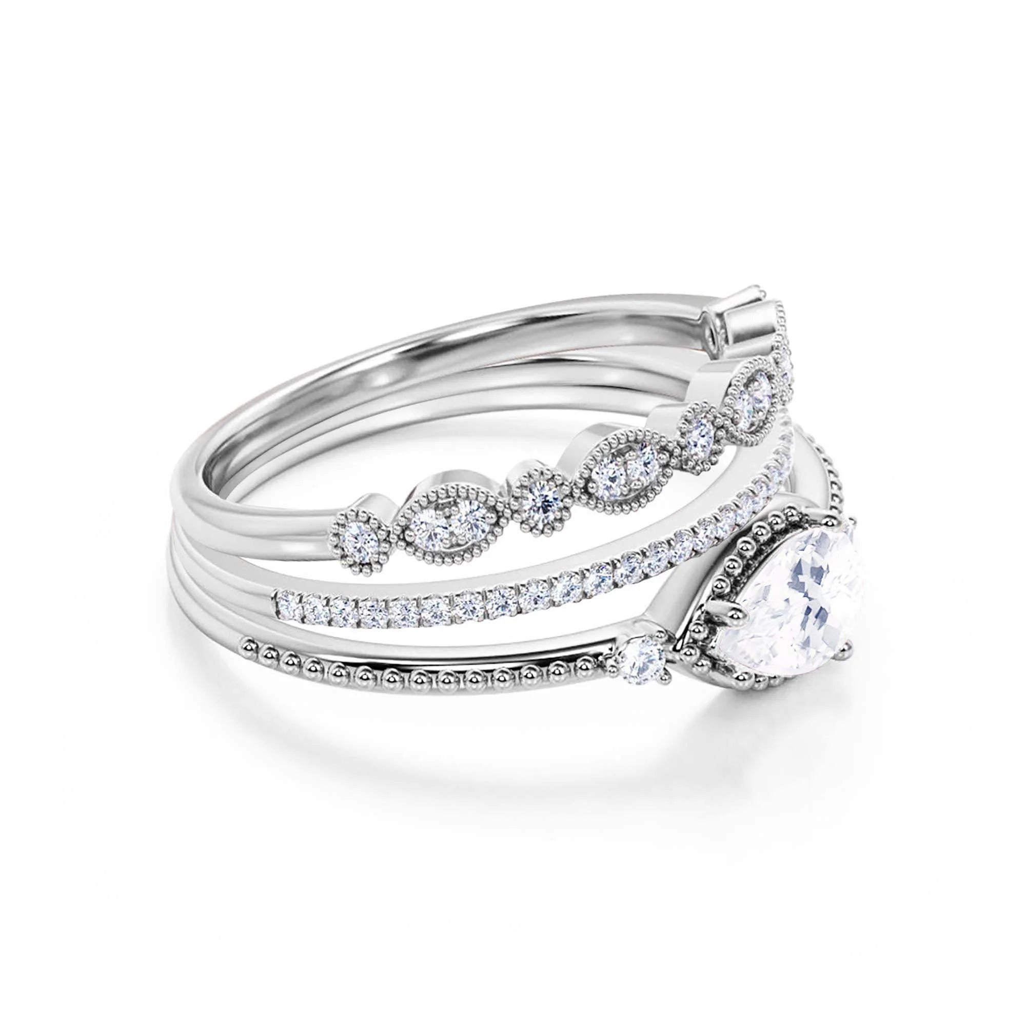 2.10 Carat Pear Cut Moissanite Engagement Ring in 10k Solid White Gold S251948