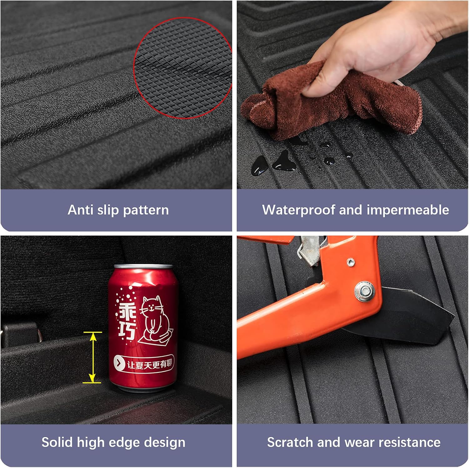 Black TPO Waterproof Rear Cargo Tray Trunk Floor Mat Protector I335