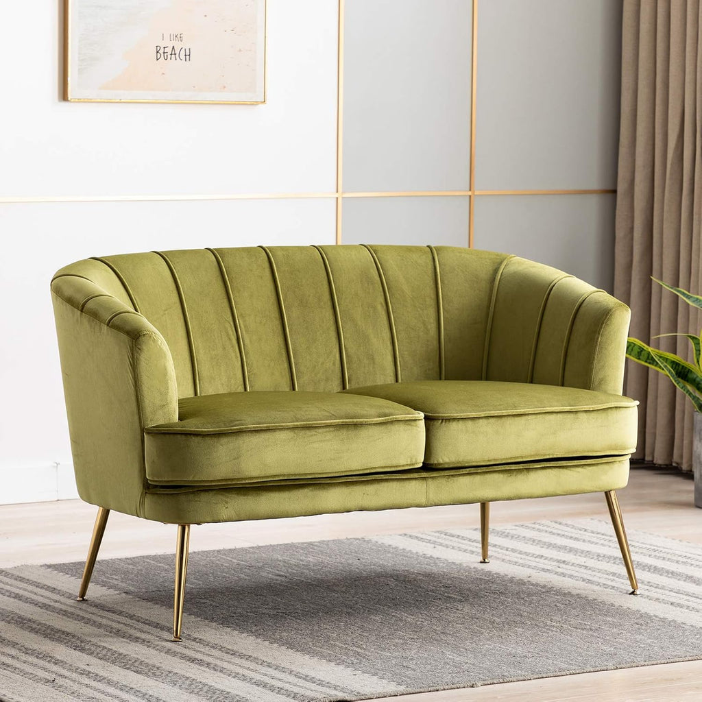 Caramel Velvet 2-Seat Sofa with Metal Legs Y3976