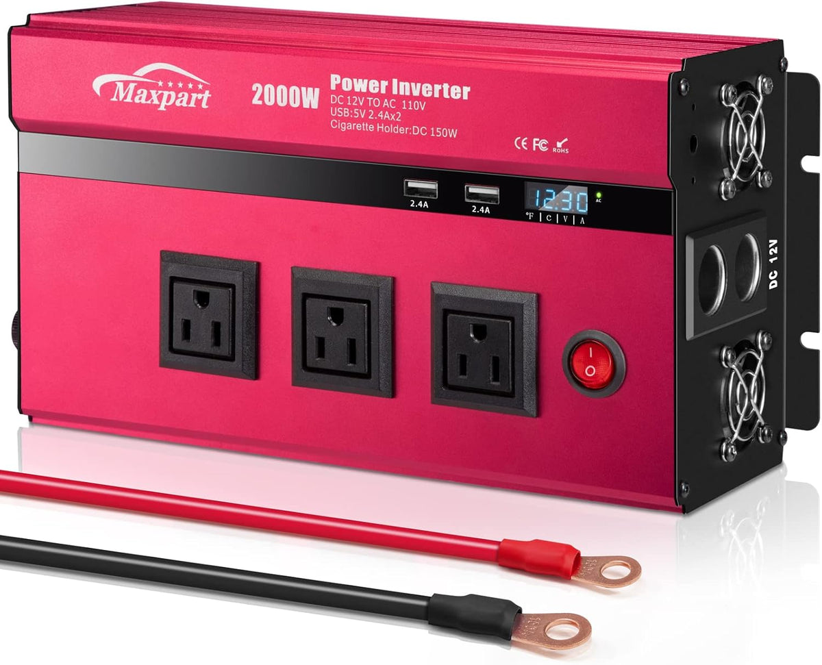2000W Power Inverter 12v to 110v AC to DC Converter with 3 AC Outlets and USB Charging Port R364967