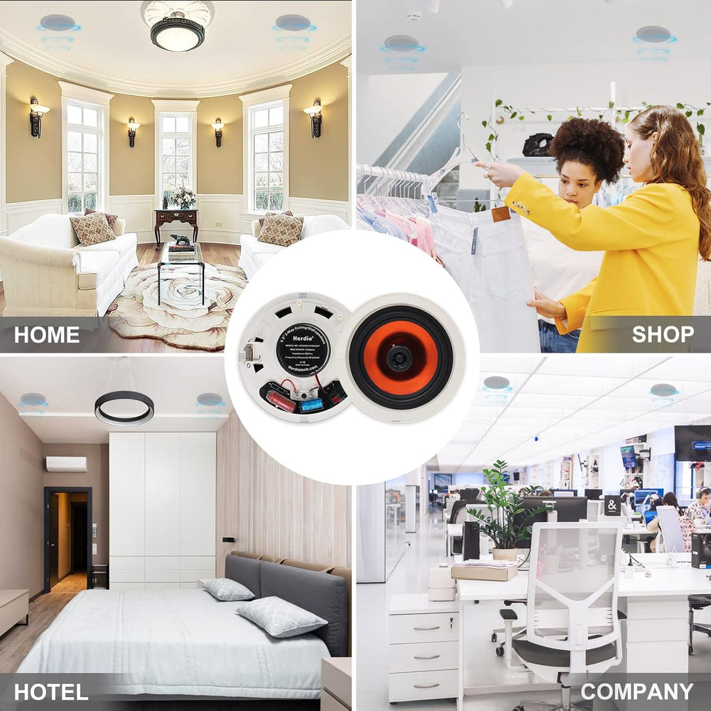 6.5” Flush Mount 2-Way Bluetooth Speakers, 300 Watts Max Power, Pack of 2 G8146