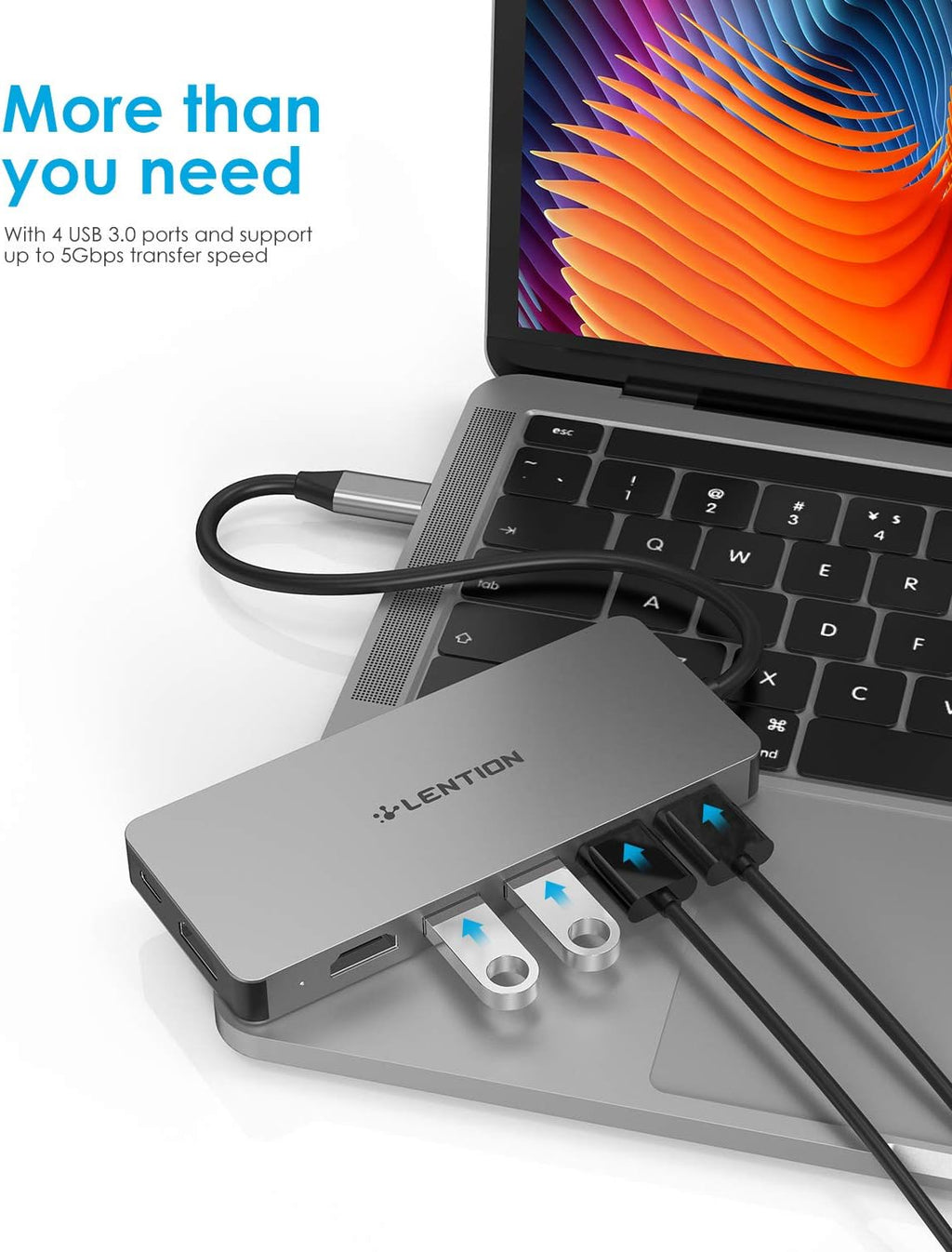 USB C Dual HDMI Hub with 4X USB 3.0, 2X 4K HDMI and 100W Type C Charging Adapter, Space Gray, Pack of 2 L802