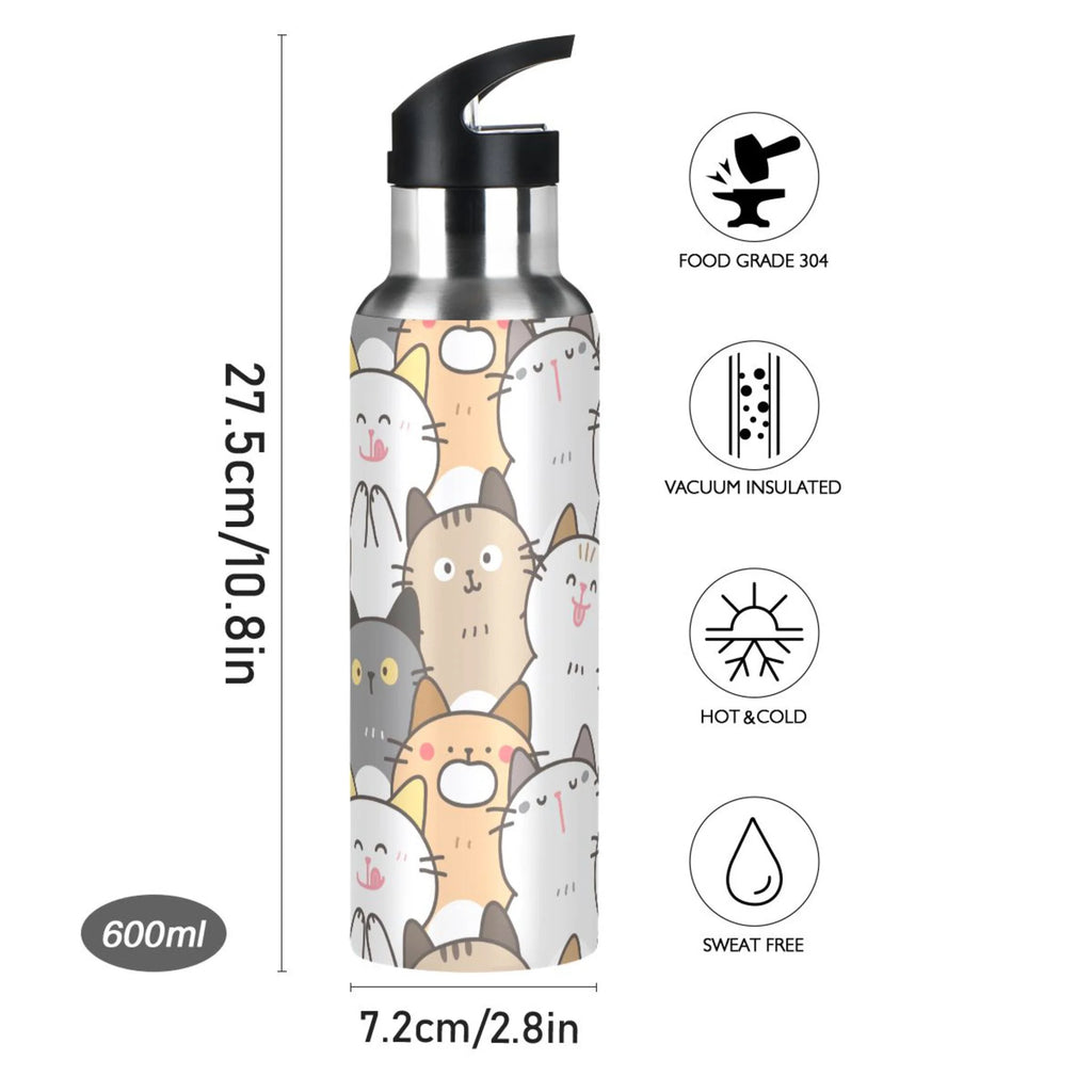 Stainless Steel Insulated Vacuum Flask Water Bottle with Straw Lid G2412