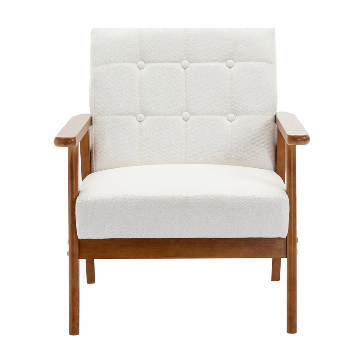 Accent Chairs Set of 2 with Side Table, Wood and Fabric Armchairs I91266