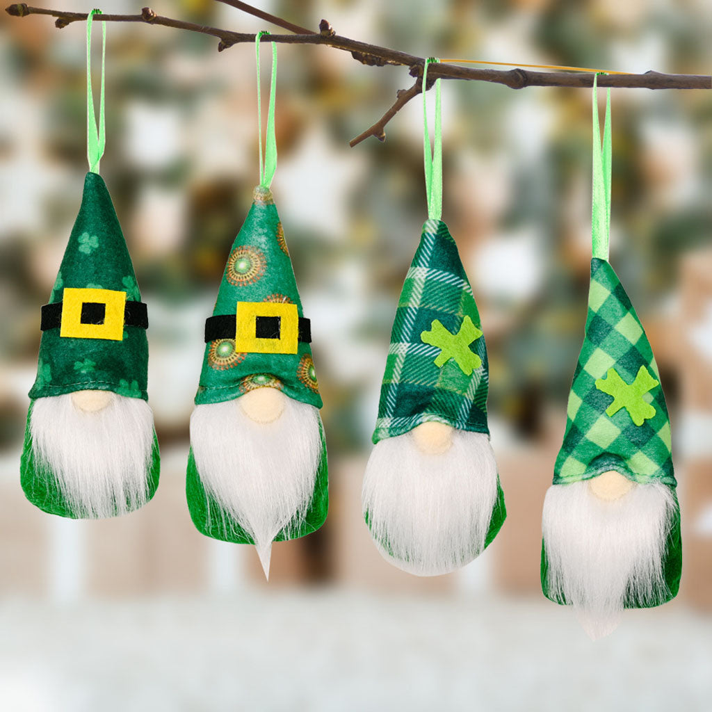 Set of 4 Plush Gnome Ornaments S341