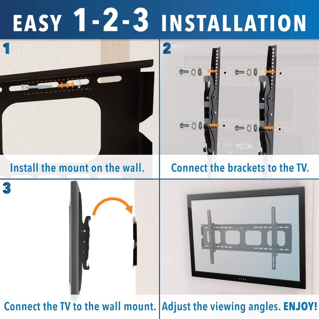 Large Tilting TV Wall Mount Bracket, 220 Pound Capacity, VESA Compatible, Pack of 2 V890