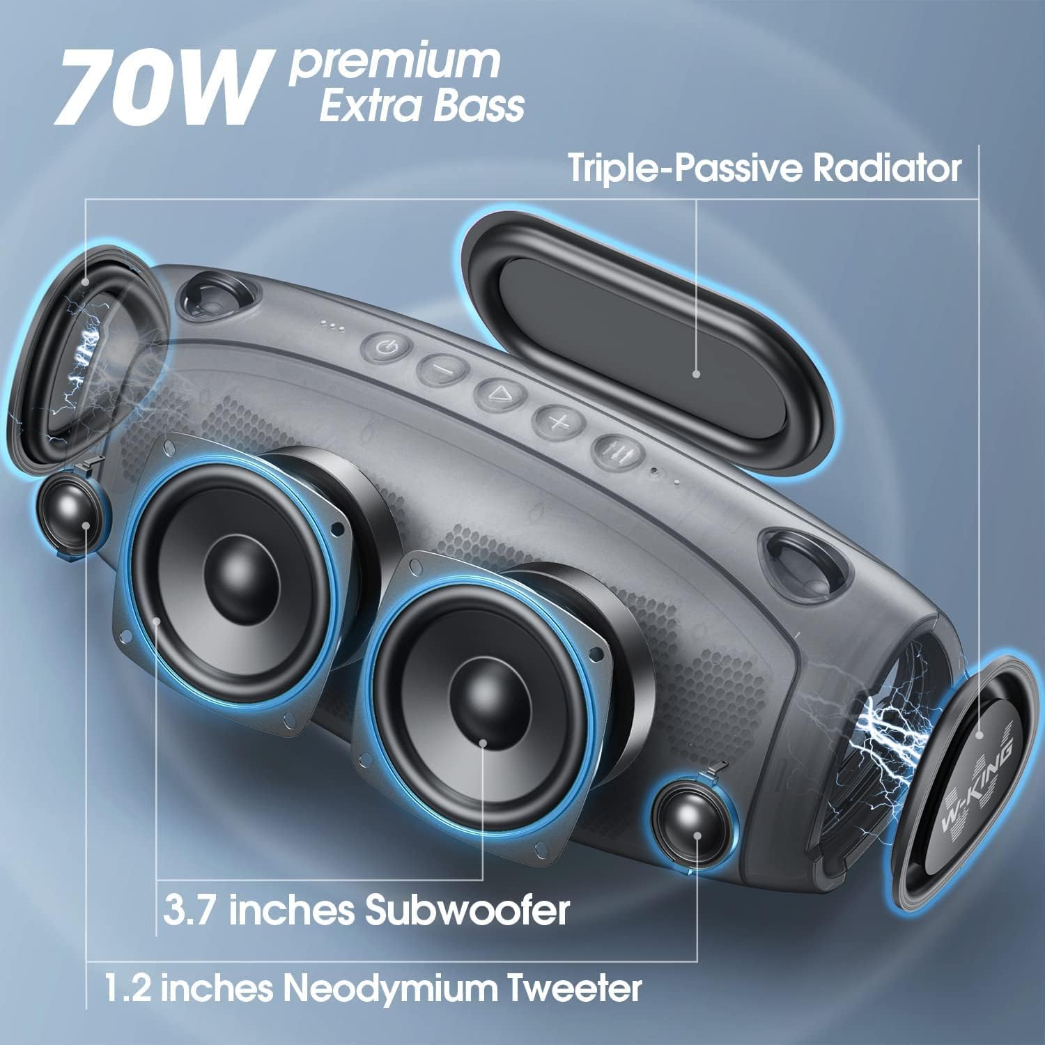 Bluetooth Speaker, Portable, 70W, 42H Playtime, IPX6 Waterproof, 13200mAh Power Bank, TF Card, Mic J207539