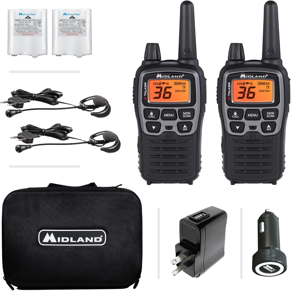 36 Channel FRS Two-Way Radio, Black/Silver, Pack of 4 U641