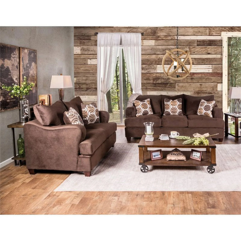 Chocolate Fabric 2-Piece Sofa Set O30549