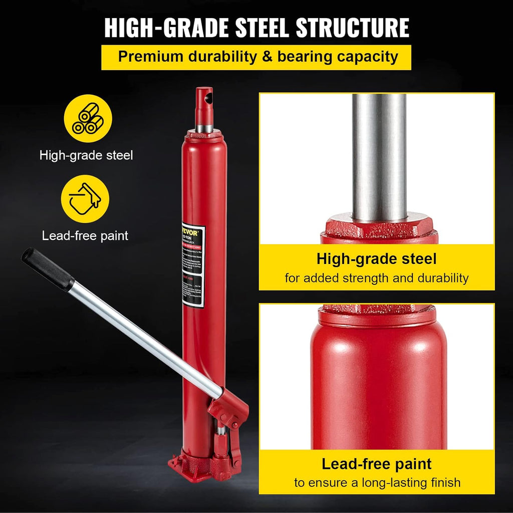 Hydraulic Long Ram Jack, 12 Tons Capacity, Red, Pack of 2 M9868