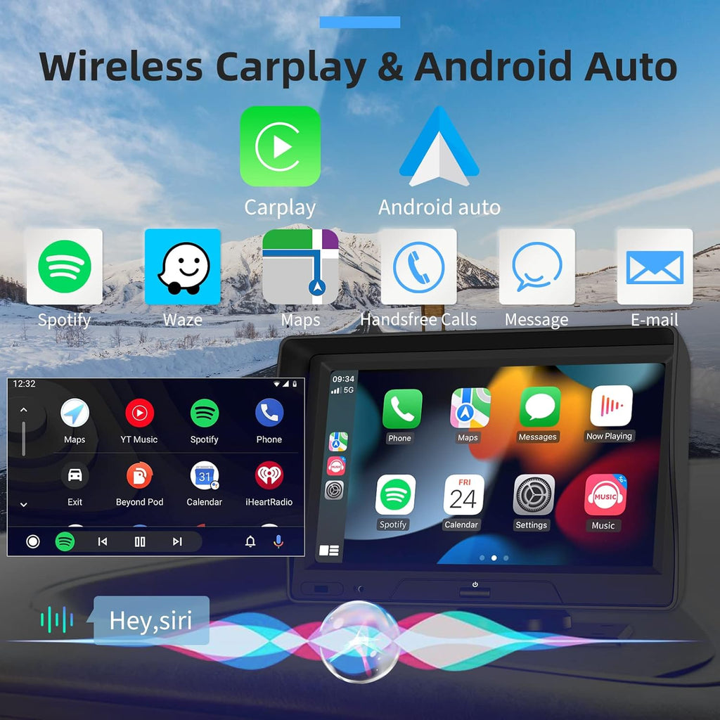 Wireless CarPlay Android Auto Portable Car Stereo with 7 HD Touchscreen J5399