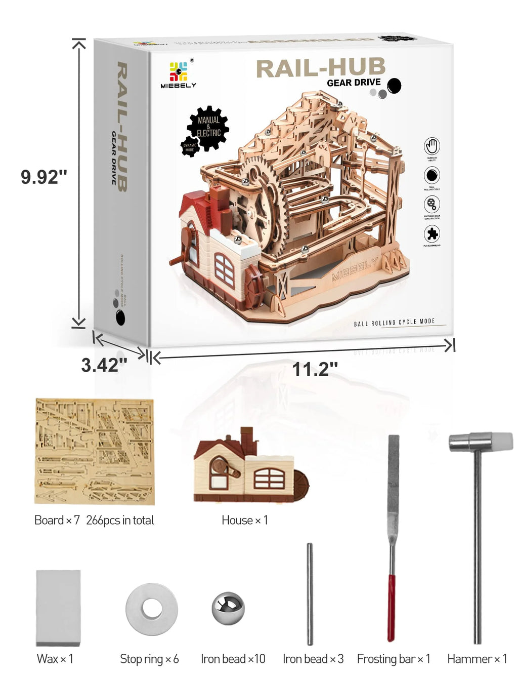 3D Wooden Puzzles Marble Run Model Building Kits with Motor S3253