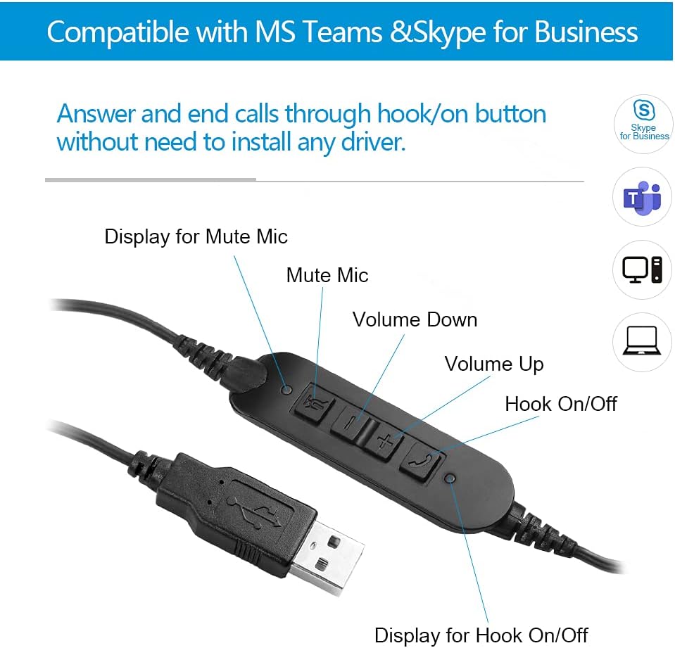 Pack of 2 USB Mono Computer-Headset with Noise Cancelling Mic H785882