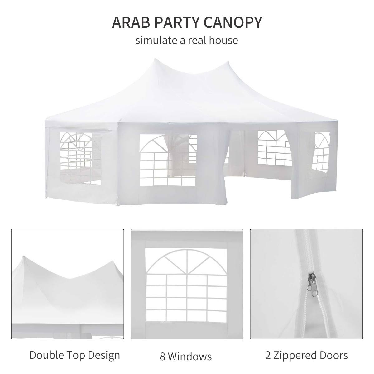 White 10-Wall Gazebo Canopy Tent I95738