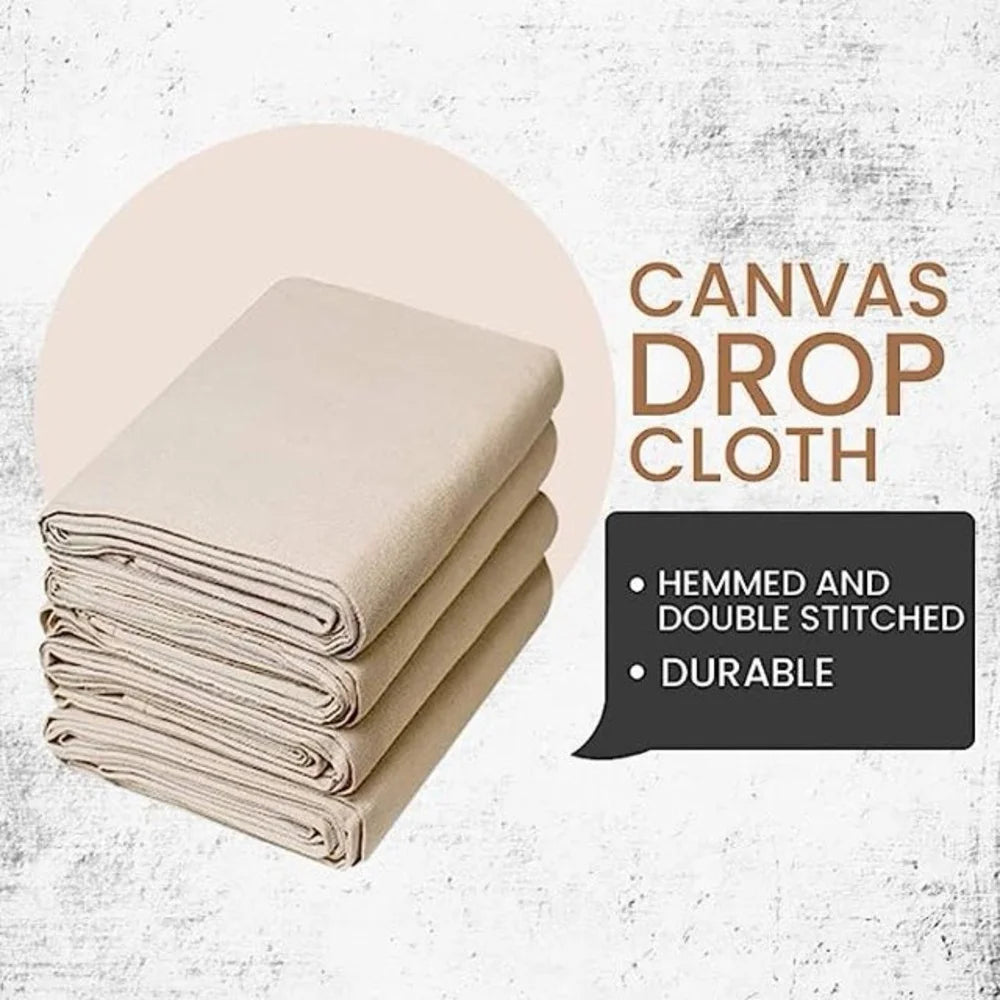 Cotton Canvas Paint Drop Cloth, 4 x 15 feet, Pack of 2, Double Stitched Edges U3647