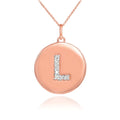 14K Rose Gold Diamond Disc Pendant Necklace with 16" chain W5817