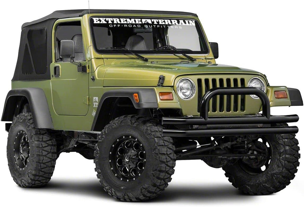 Gloss Black Double Tubular Front Bumper with Over-Rider Hoop P2242
