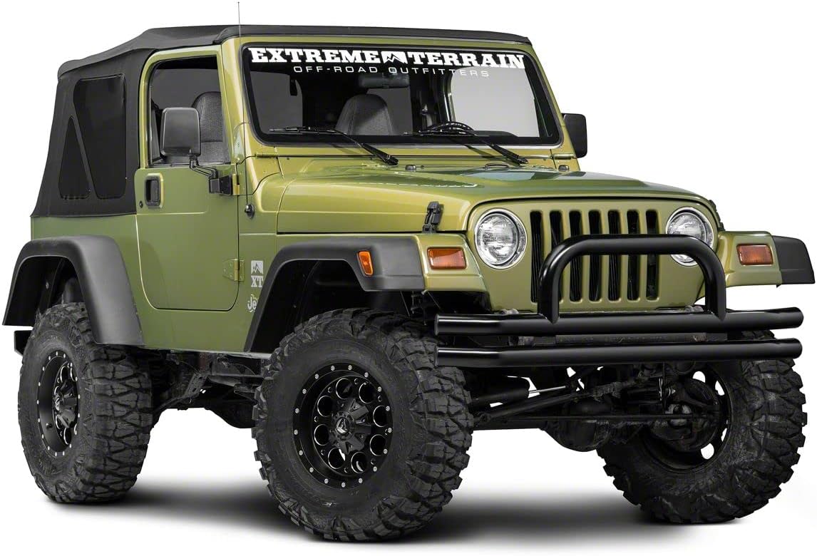 Gloss Black Double Tubular Front Bumper with Over-Rider Hoop P2242
