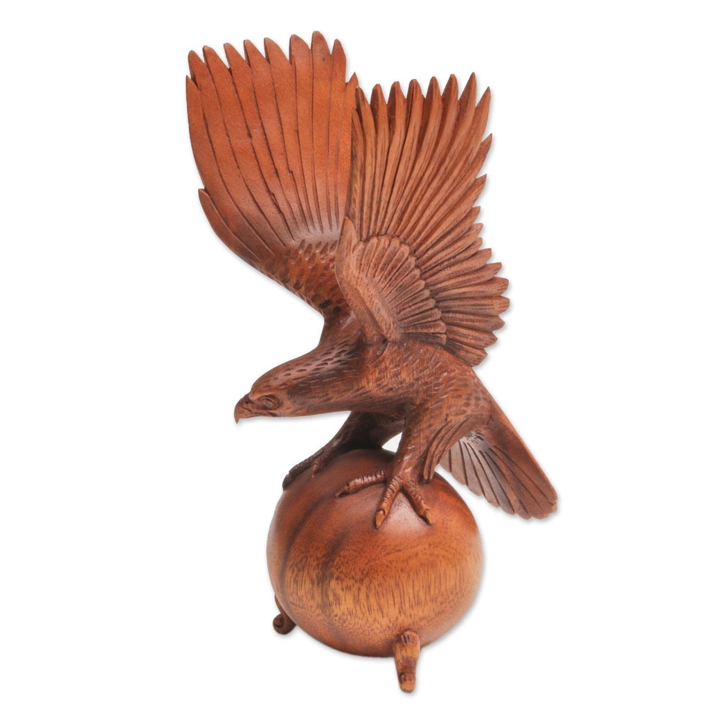 Brown Wood Eagle Sculpture L512278