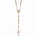 30" Stainless Steel Pink Plated Rosary Necklace R632
