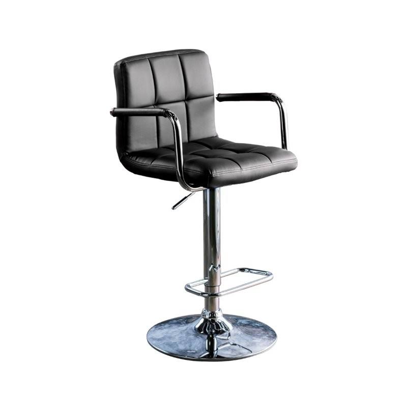 Black Leather Adjustable Bar Stool F428