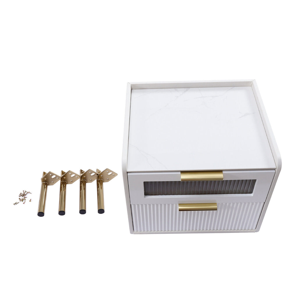 White 2 Drawer Wood End Table I521582