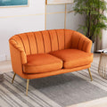 Caramel Velvet 2-Seat Sofa with Metal Legs Y3976