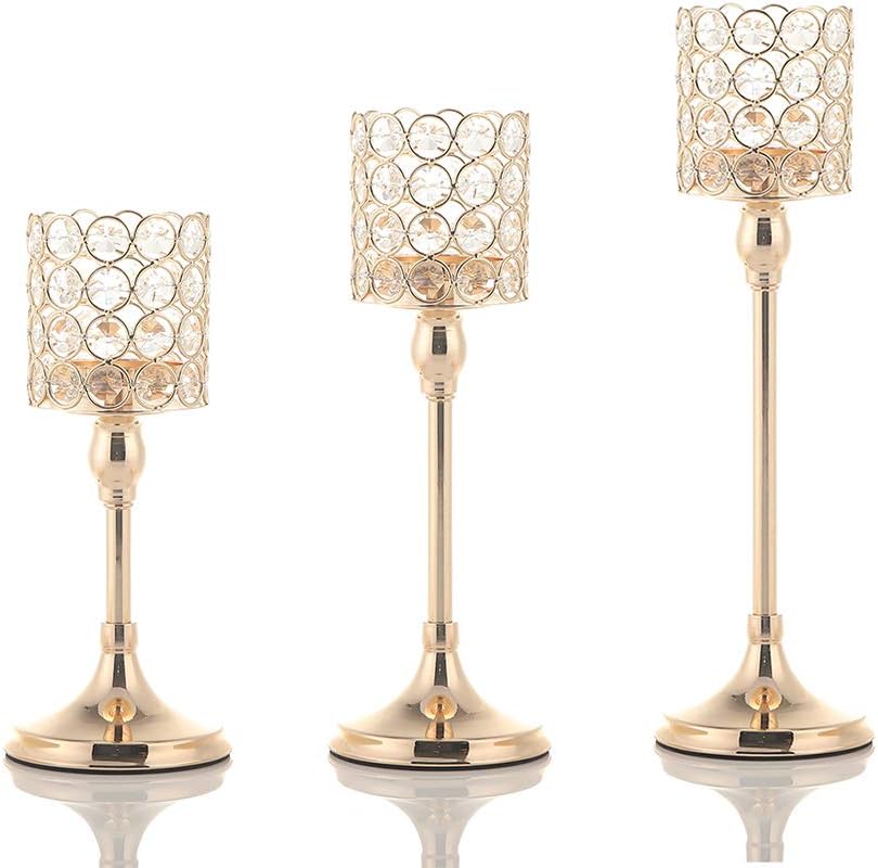 Gold Crystal Candle Holders Pack of 3pcs Y5653