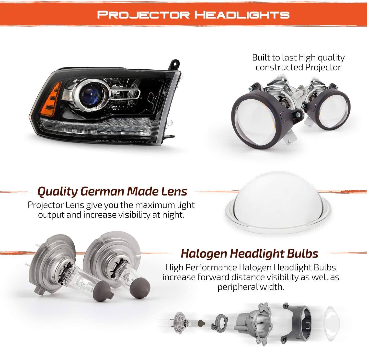 Projector Headlights with LED DRL T34118