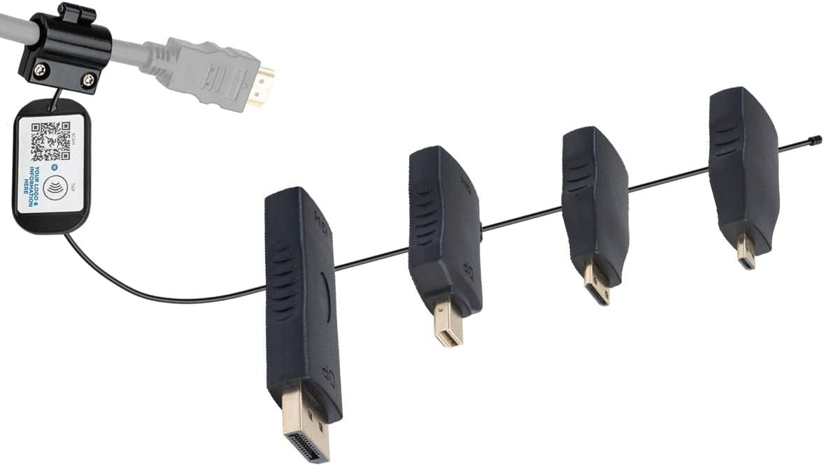 2.0 HDMI Adapter Ring with USB-C, DisplayPort & Mini DisplayPort Pigtail Adapters with Security Cable L62224